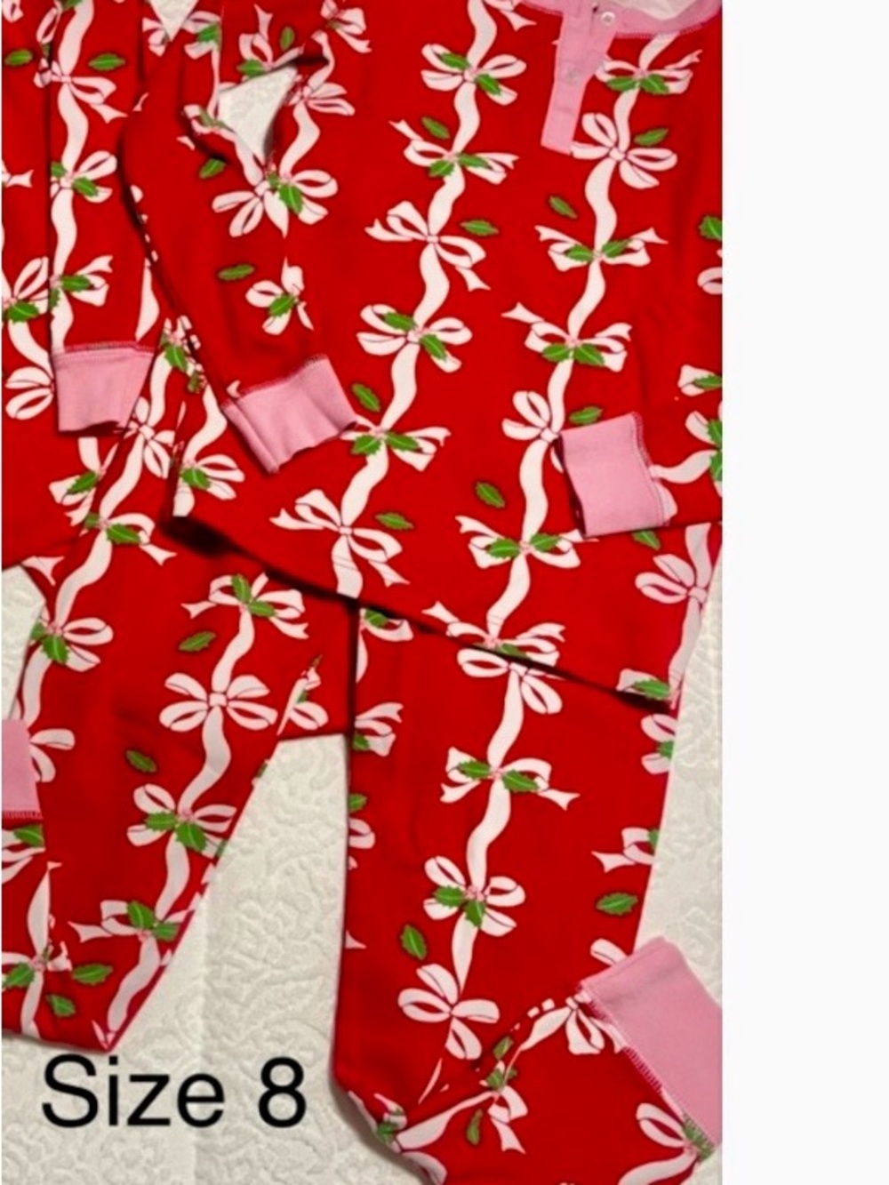 The Beaufort Bonnet Company Red Floral Bow-Print Kids Pajama Set